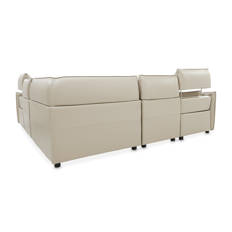 Mia Bella Sectional, Gray Genuine Leather