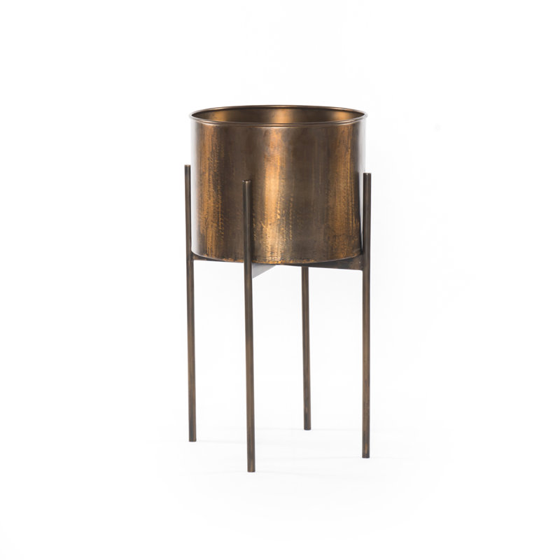 Jed Metal Planter, 26" H x 15" W x 15" D, Weathered Brass