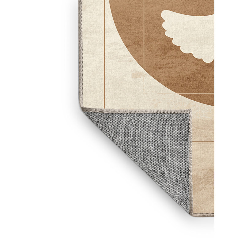 Tapis beige lavable à la machine Abaokoro, 8 x 12