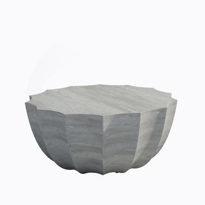 35.43" Modern Outdoor And Indoor Waterproof Coffee Table, Durable Mgo Cement Design, Suitable For Terraces, Gardens, Backyards And Living Rooms (Marble White)