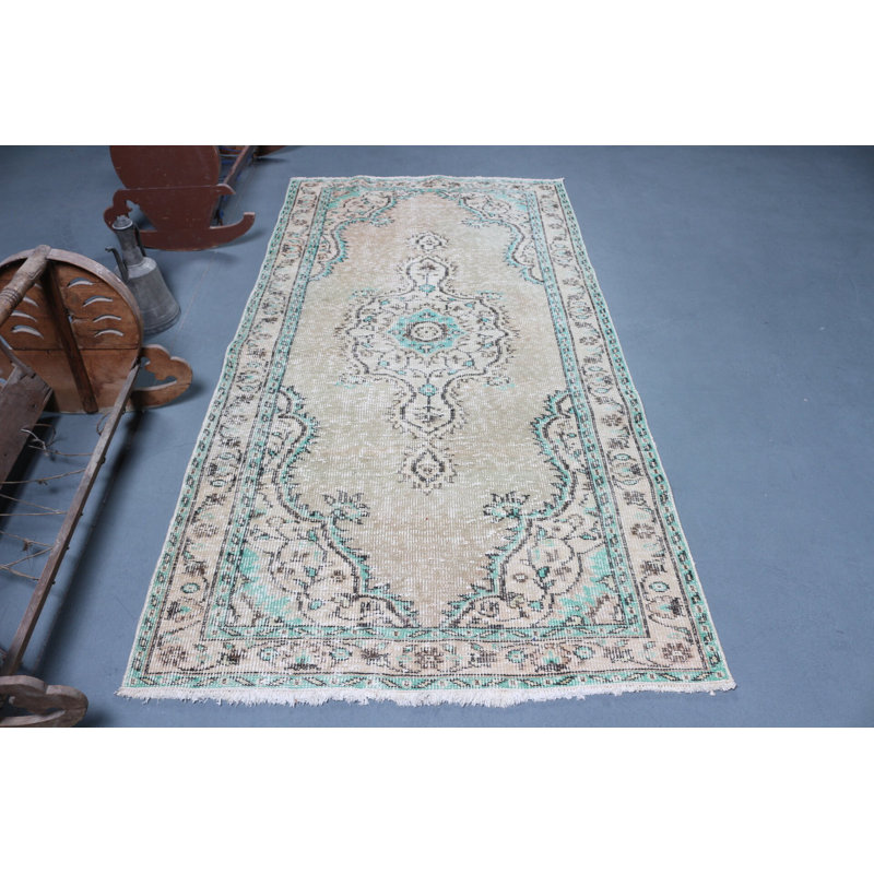 Tapis turc beige Oushak fait à la main pour un usage intérieur, idéal pour la chambre à coucher avec des matériaux biologiques