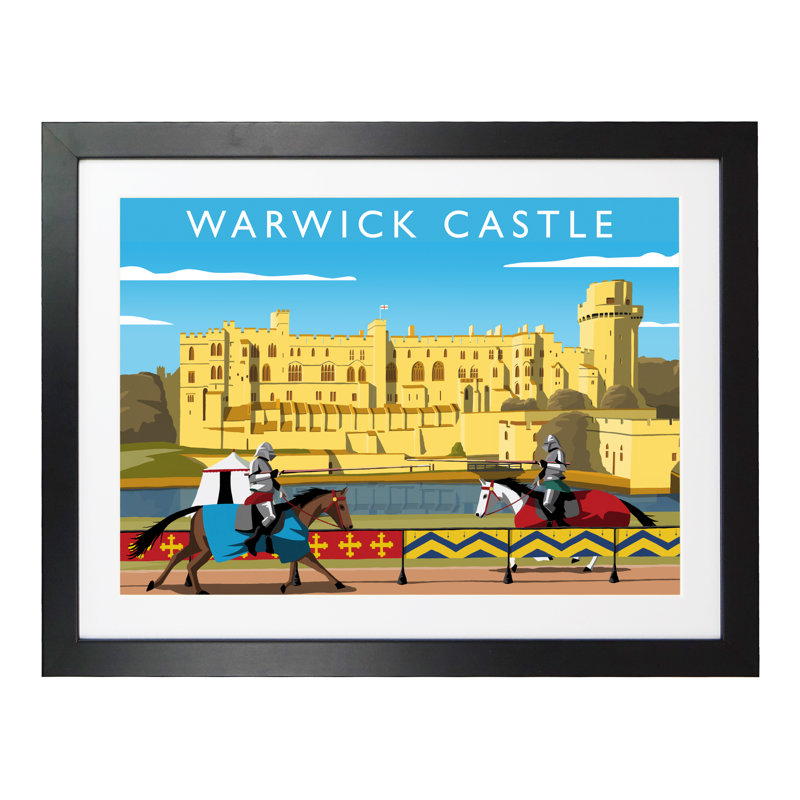 'Warwick Castle' by Richard O'Neil - Print, 33.5 cm H x 43.5 cm W x 2.2 cm D, Black Wood Frame