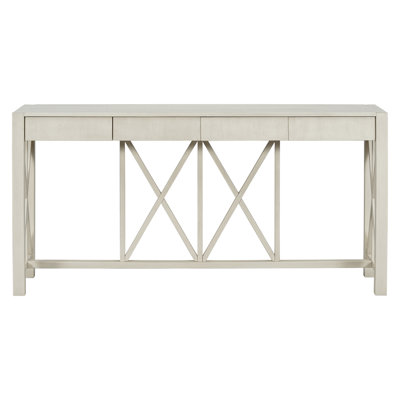 60-Inch Crisscross Design Console Table With Veneer, 4 Drawers, Open Base For Living Room, Hallway Bottom Storage Hallway, Room