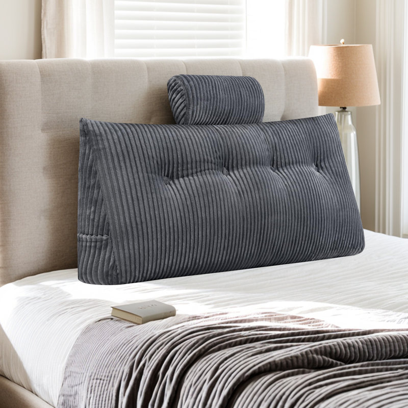 Magic Velvet Backrest Pillow,Headboard Wedge Pillow , Gray