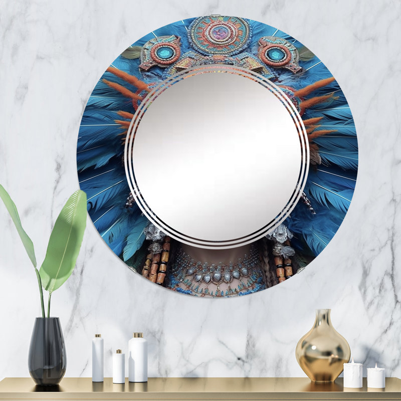 Mailla - Miroir mural rond moderne, 32 po x 32 po