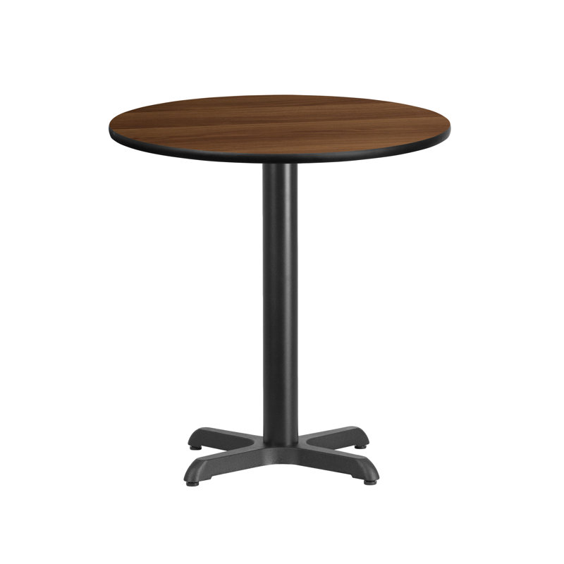 Carrus Round Laminate Table Top with Height Table Base, 31.13" H x 24" W x 24" D, Walnut