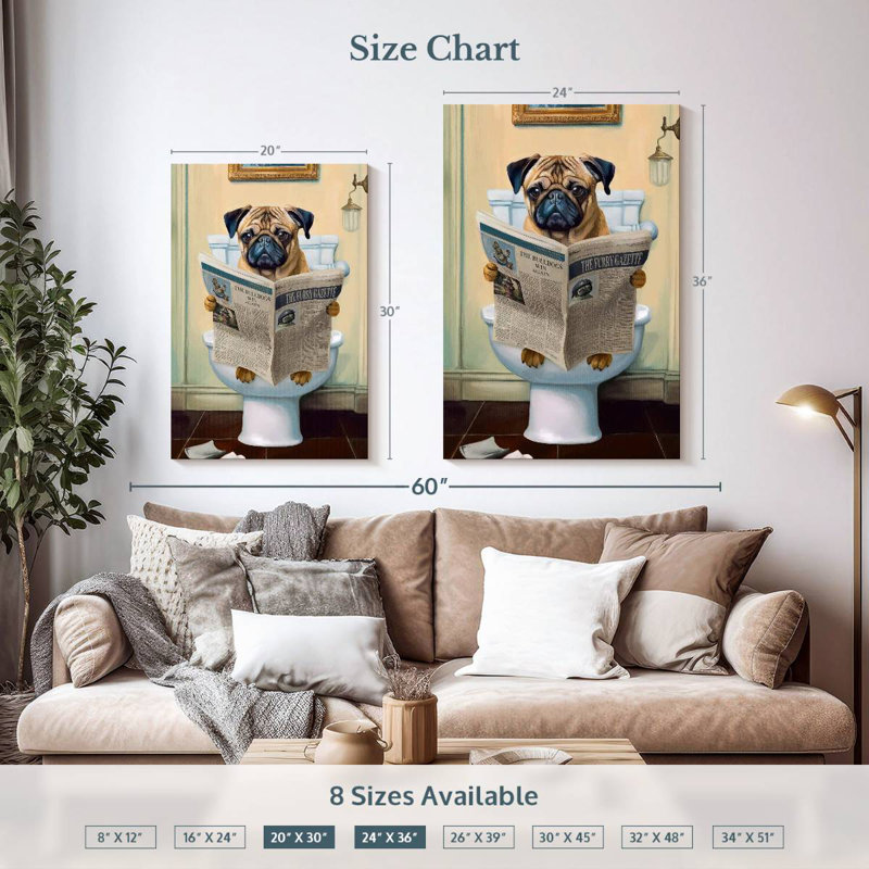 Ketti Pug On A Toilet, 36" H x 24" W