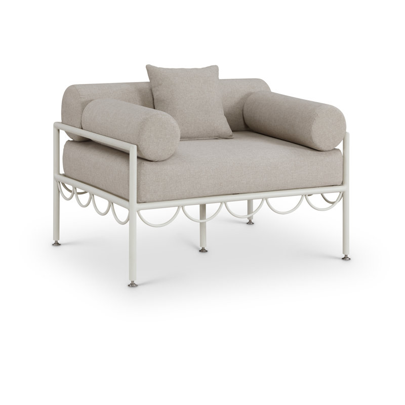 Chaise d'extérieur rembourrée Chmura, Beige, Blanc