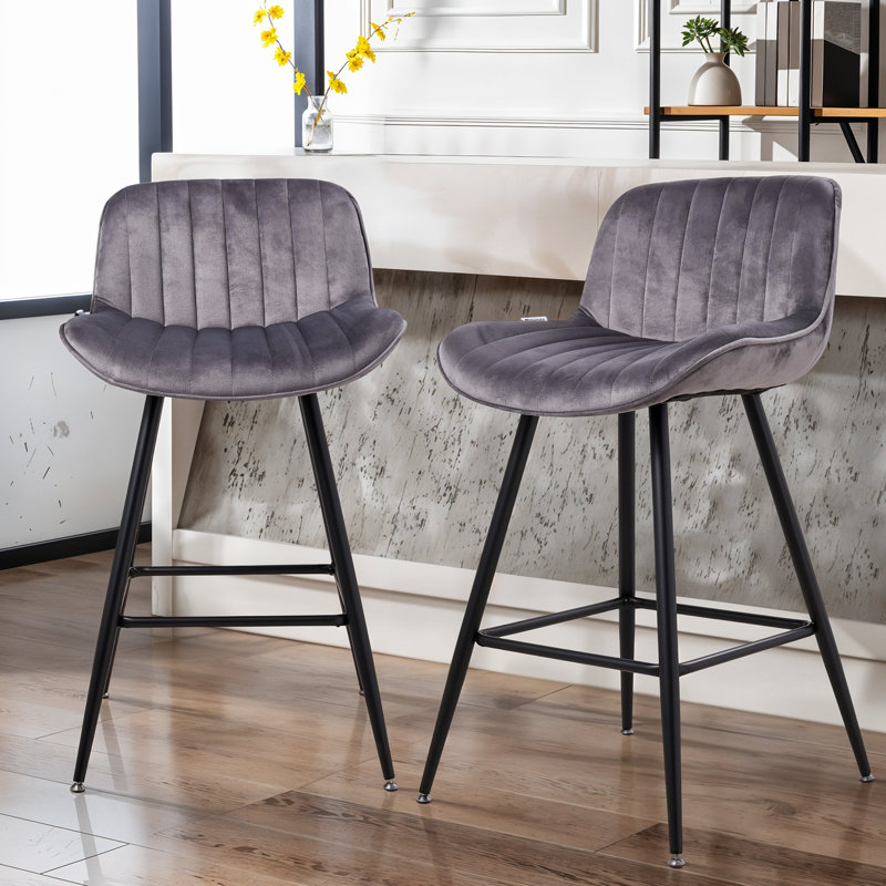 Upholstered Counter Stool, Grey
