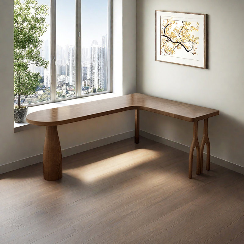 Bureau en bois massif en forme de L, H 29,53 po x l 62,99 po x P 47,24 po