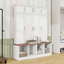 4-in-1 Hall Tree with 4 Hidden Hanging Hooks, Seating Bench and Doors-1856302558