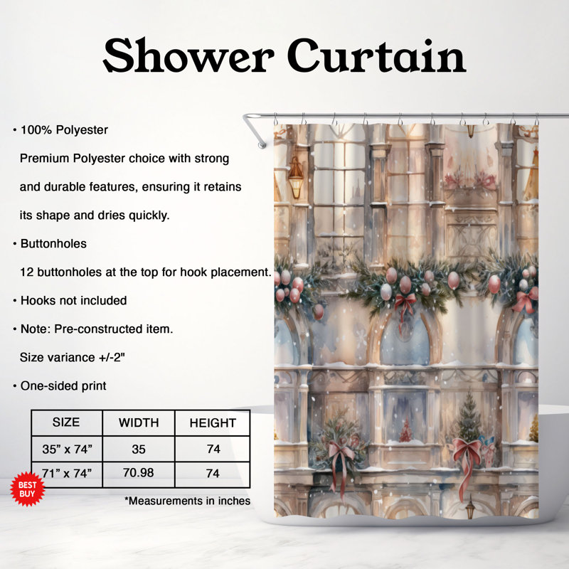 Christmas Scenery - Rideau de douche Premium, H 74 po x l 71 po
