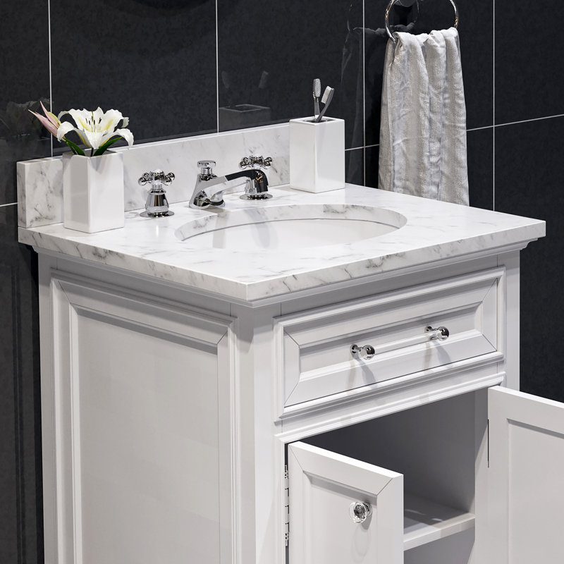 Derby 24" Single Sink Bathroom Vanity Set with Faucet, White, Faucet Included