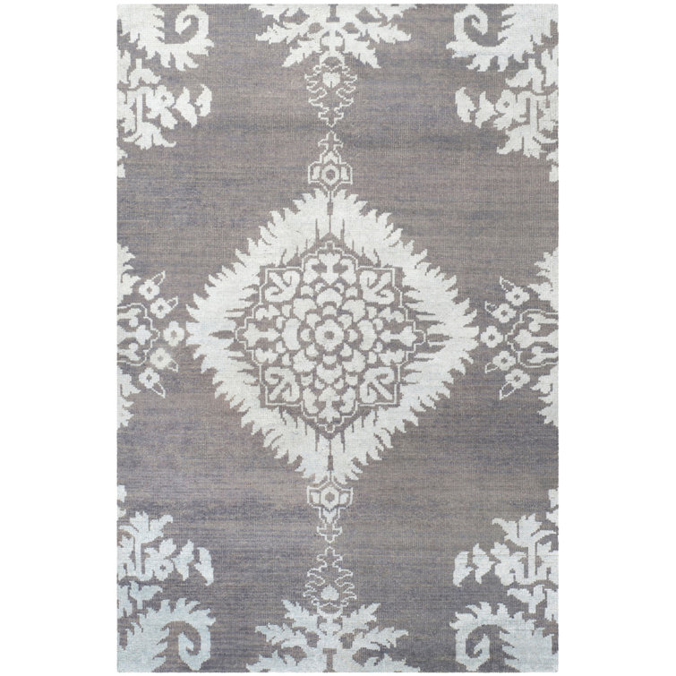 Sabid Hand Knotted Wool/Viscose/Cotton Oriental Rug in Gray