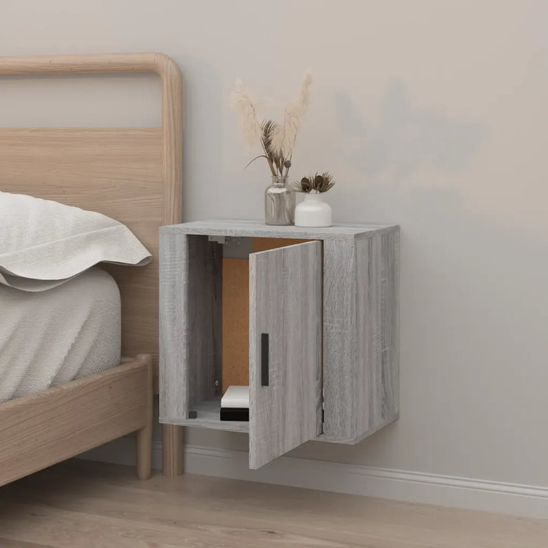Janiyha 50cm W Manufactured Wood Bedside Table, Dark Grey, 1