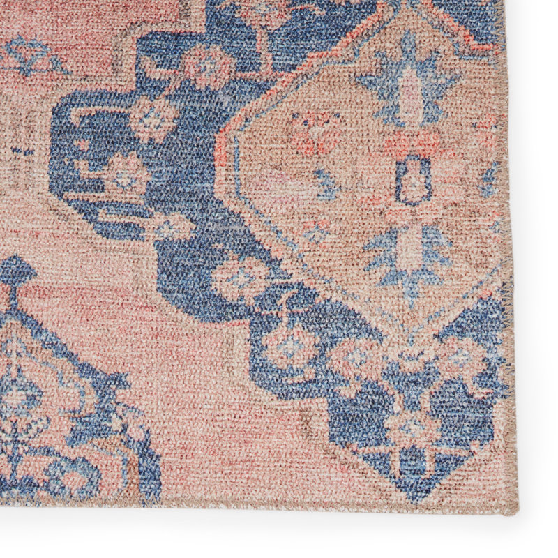 Asuncin Oriental Pink/Blue Area Rug (2'6"X12'), Runner 2'6" x 12'