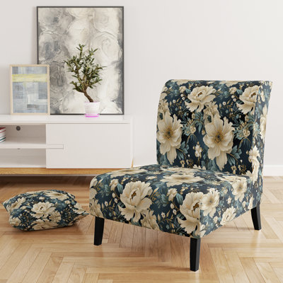 Rustic Victorian Brocade Victorian Motif - Chaise d'appoint de chalet rembourrée à motif floral