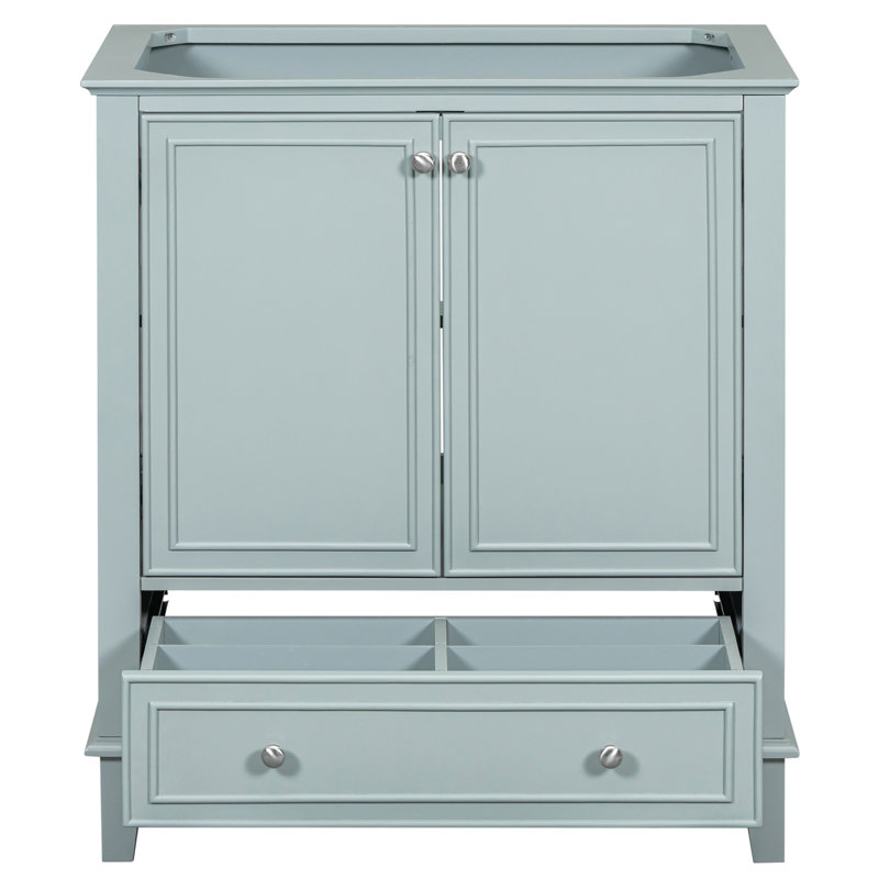 Meuble-lavabo 30 po sans lavabo, base seulement, armoire de salle de bain multifonctionnelle avec portes et tiroir, structure solide et panneau de fibres à densité moyenne