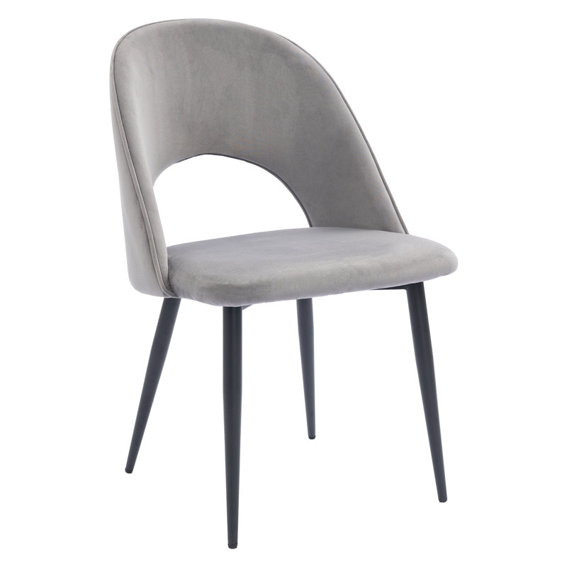 Chaise rembourrée moderne en velours courbé, Gris foncé