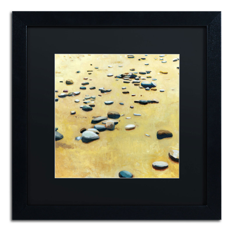 « pebbles on the beach » par michelle calkins, reproduction d’art encadrée, Noir, H 16 po x l 16 po
