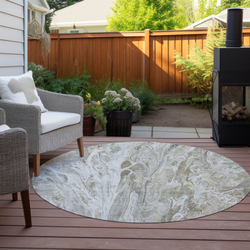 Tapis rectangulaire intérieur / extérieur 1 pi 8 po x 2 pi 6 po Altair, Rond 8 pi