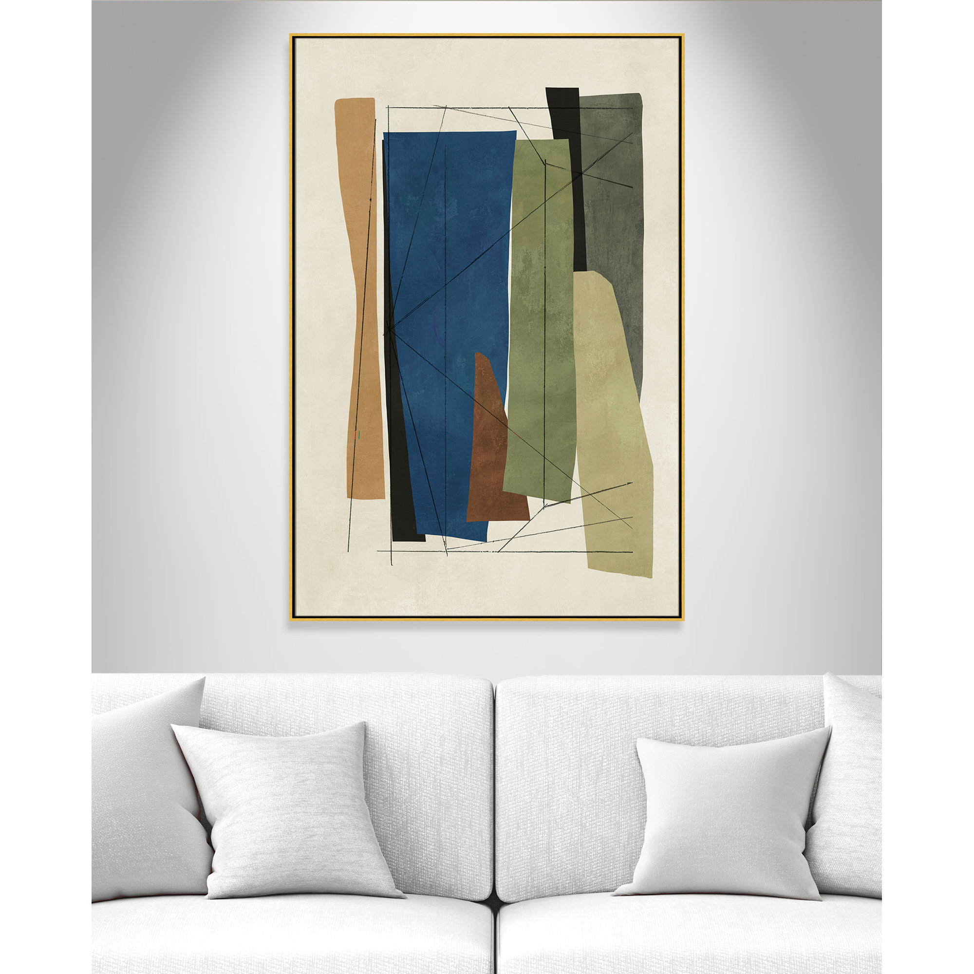 Sync I by Tom Reeves, 61.5" H x 41.5" W x 2" D, Gold Framed