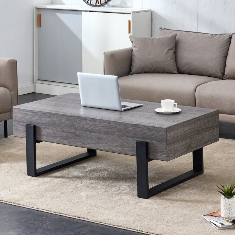 17 Stories Black And Grey Texture Sticker Mdf Coffee Table | Wayfair