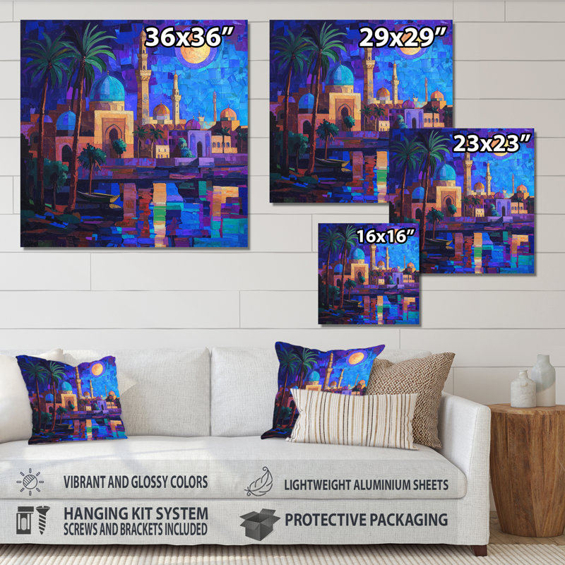 Baghdad Nights During Ramadan I - Islam Metal Wall Art, Traditional Metal Print, 36" H x 36" W x 0.84" D