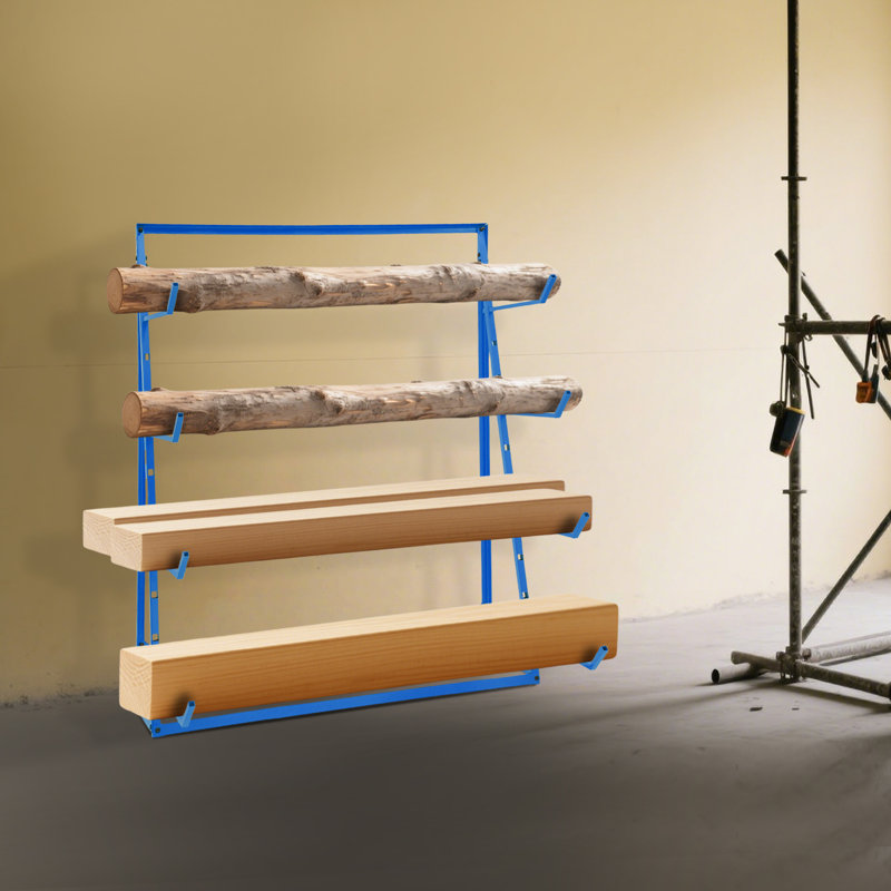 Étagère de rangement horizontale en bois robuste à 4 niveaux, Bleu