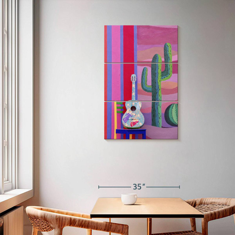 Abarca Guitar And Cactus, 57" H x 36" W
