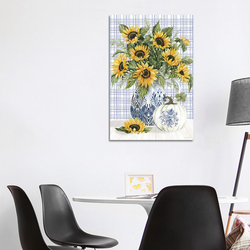 Sunflower Blues 1 Piece Wall Art on Canvas, 101.6 cm H x 66.04 cm W x 3.175 cm D, Does Not Apply