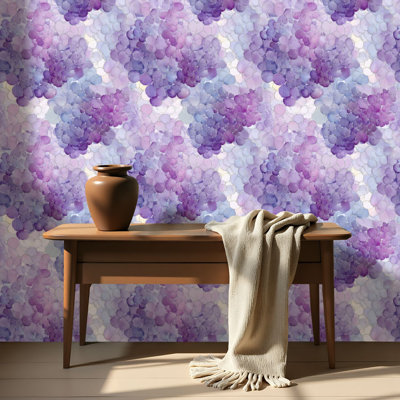 Peel and Stick Wallpaper Contact Paper Luxury Seamless Lavender Floral Pastel Purple Watercolor Self Adhesive and Removable 17.7in x 118in(45x300cm)