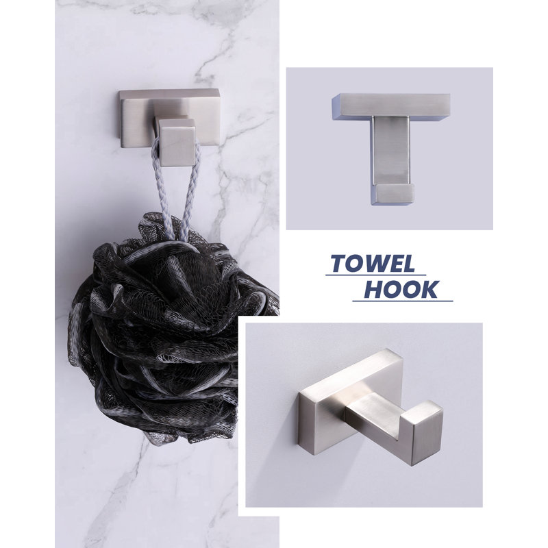 Brushed Nickel 5-Piece Modern Bathroom Hardware Set