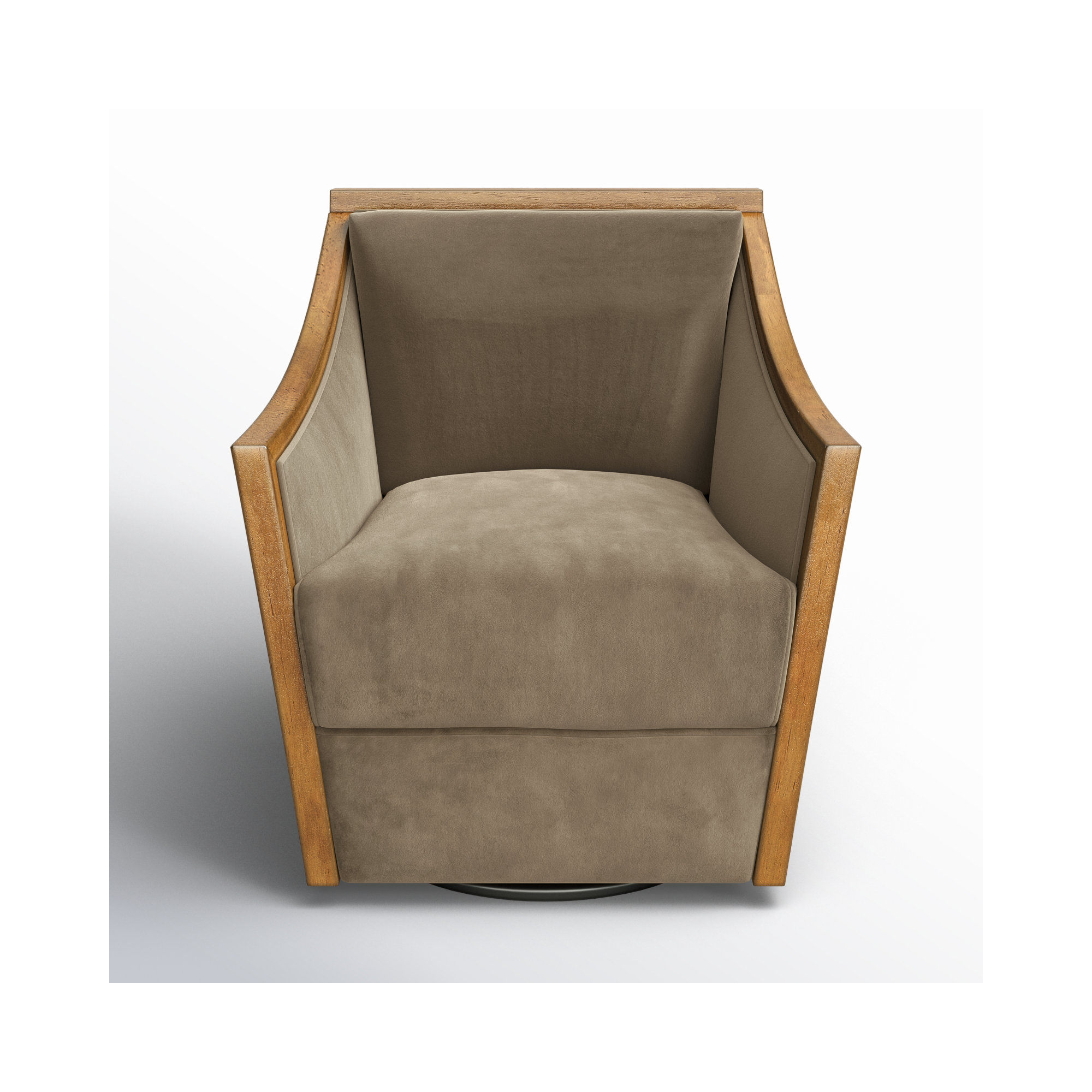 Upholstered Swivel Armchair, Taupe Linen Blend