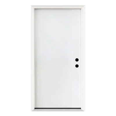36″ x 80″ Fiberglass Front Door, Contemporary V-Groove Flush Panel, Low Maintenance, Vinyl Frame, Energy Efficient, Durable Exterior