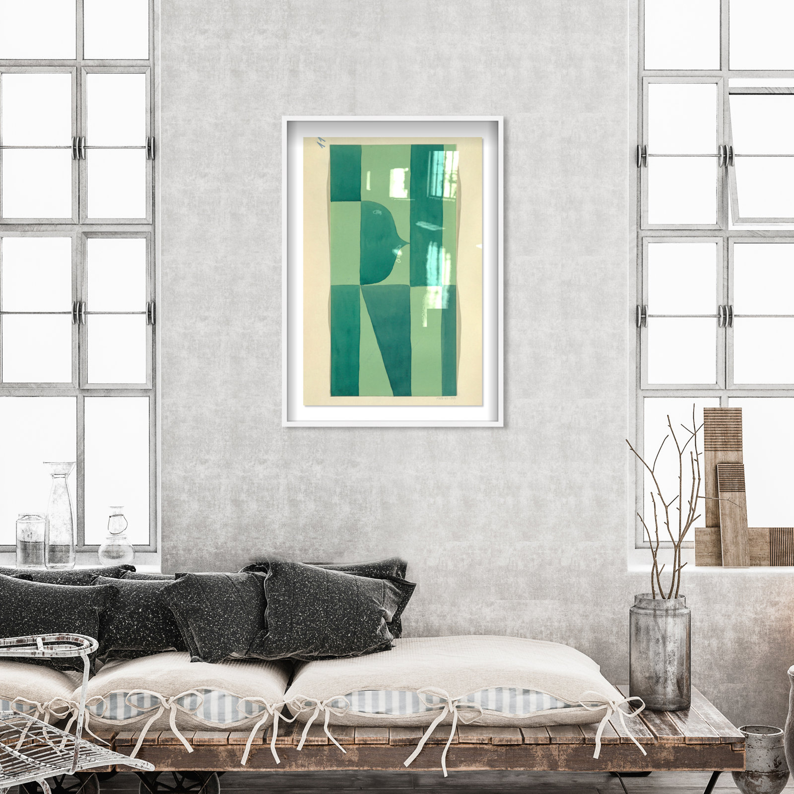 Erickson "Green Abstract" Print by Oliver Gal, 46" H x 31" W, White