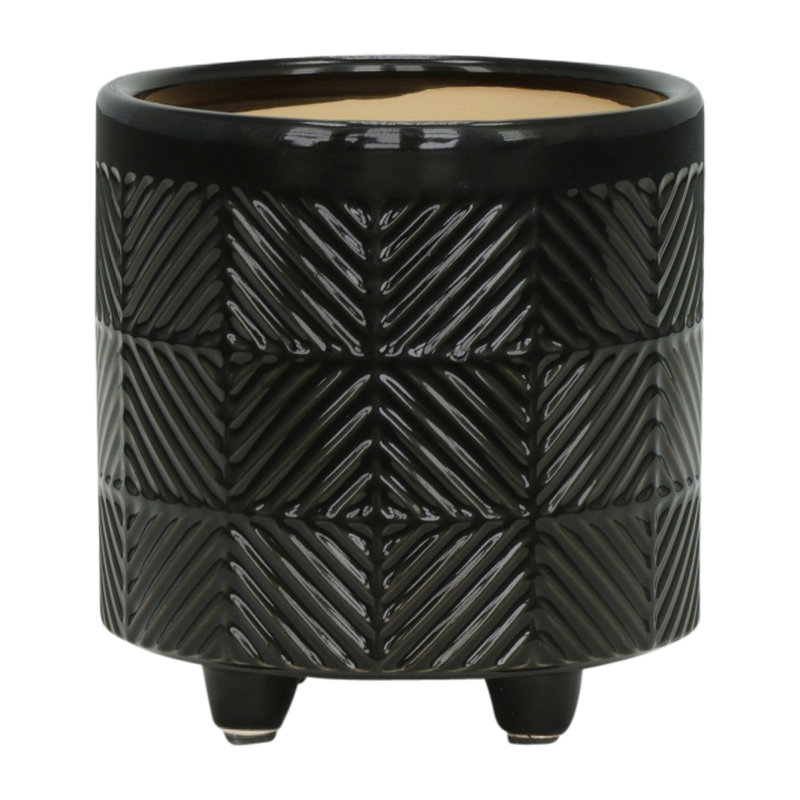 Jardinières texturées 6/8 ", noir brillant, Noir