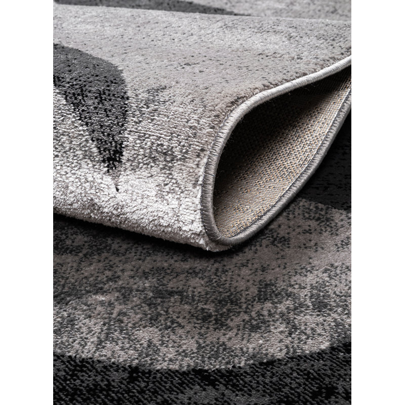 Abstract Area Rug, Black, Rectangle 200 x 290 cm