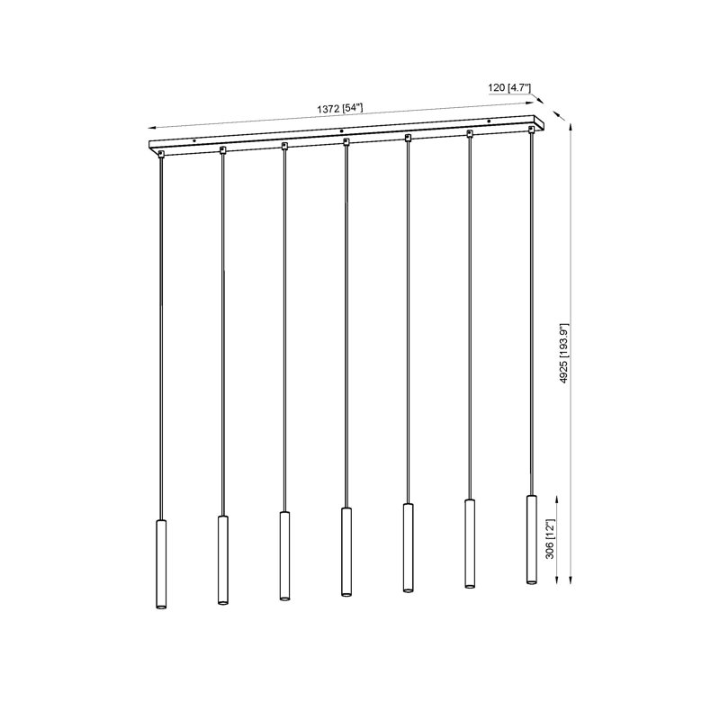 Lansdown 7 Light Linear Chandelier, Matte Black