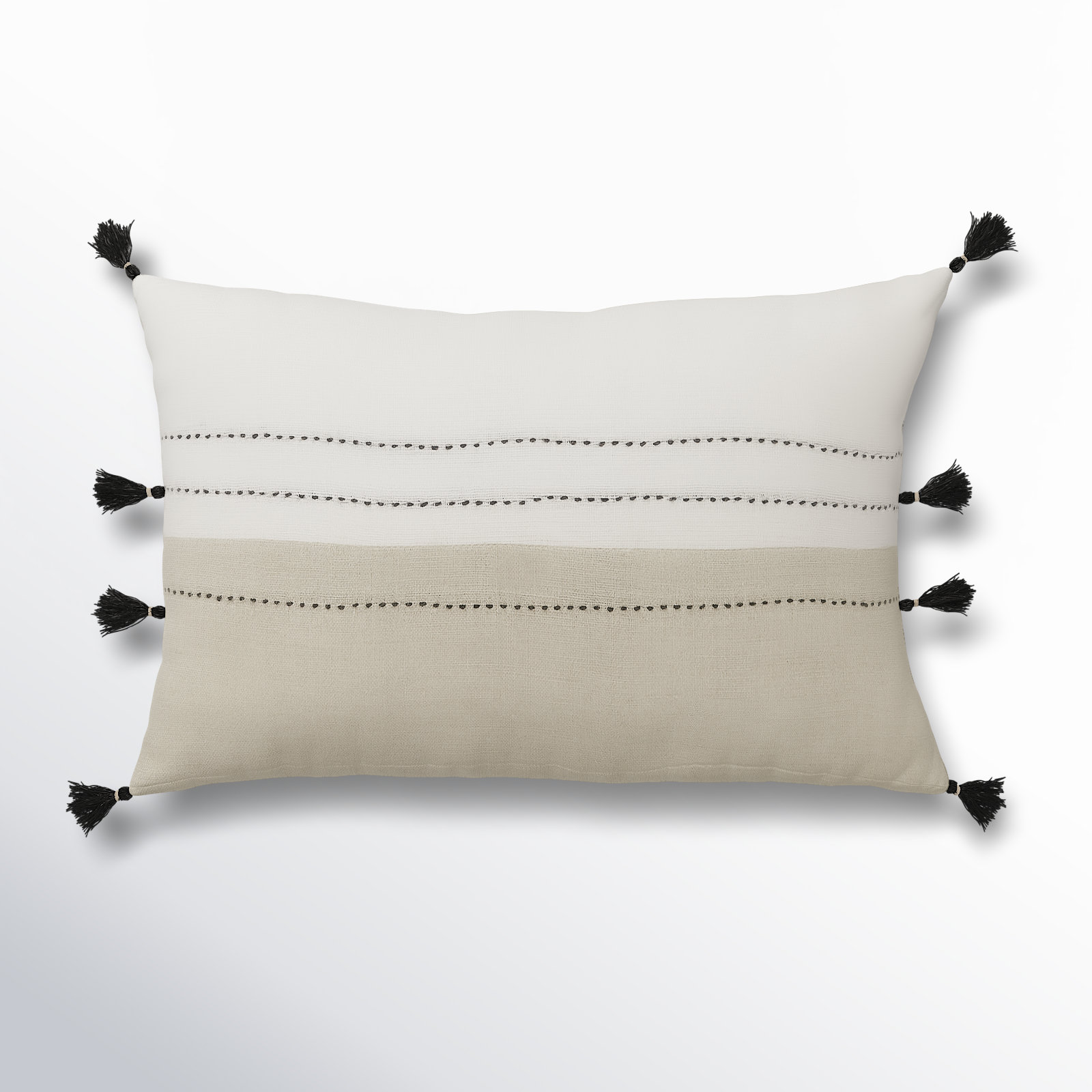 Griffin Striped Linen Lumbar Throw Pillow, Polyester/Polyfill