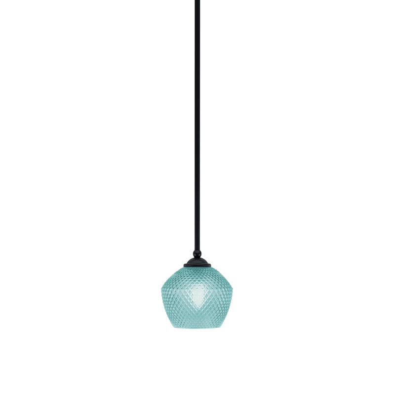 Mini-luminaire suspendu suspendu Zilo en verre turquoise 6 po Zilo, Bronze, Bleu