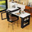 Kitchen Island with Extendable Dining Table, Double-Sided Storage, Power Outlet and Adjustable Shelves-208941648