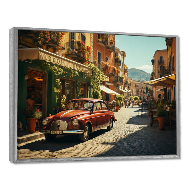 Italy Italian Dolce Vita On Canvas Print, Silver Floater Framed, 12" H x 20" W