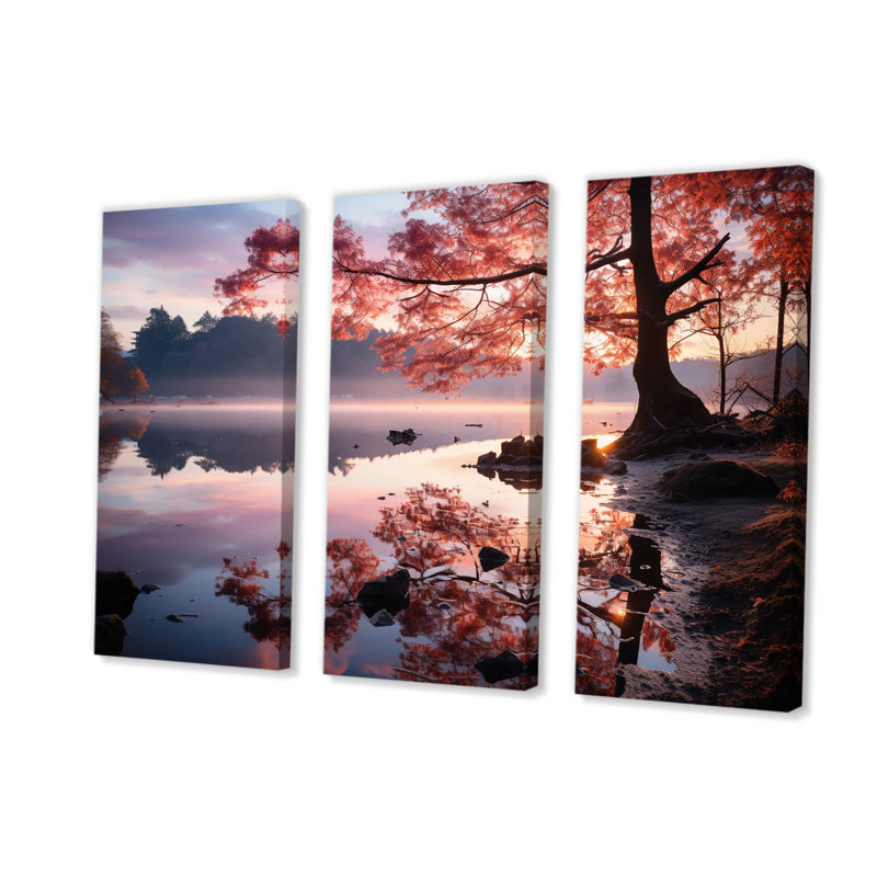 «Lake Serenity Pastel Sunrise In Autumn», H 40 po x l 60 po x P 1 po