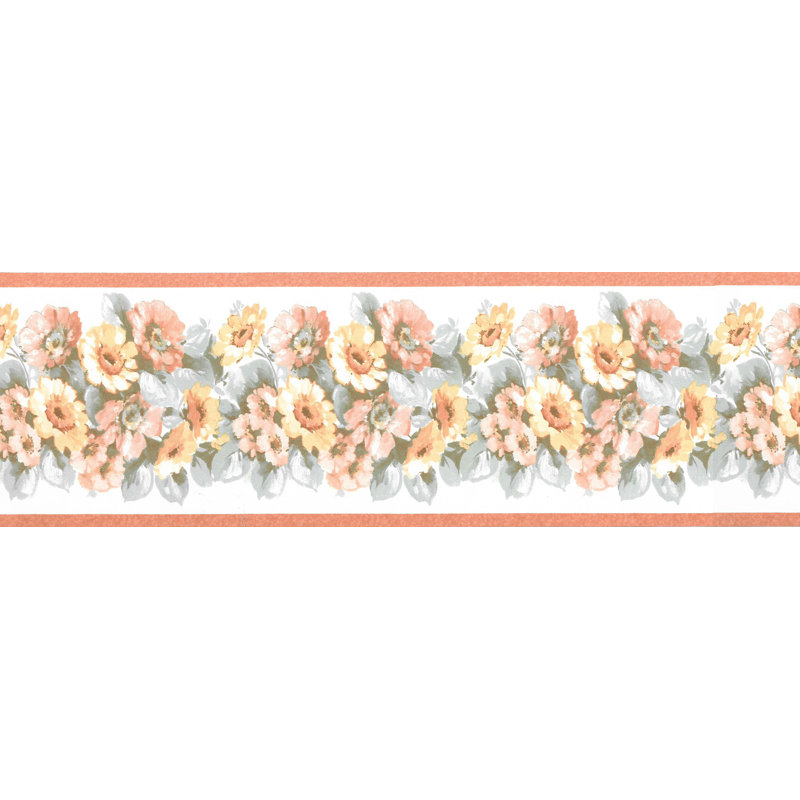 Bordure de papier peint fleurs de vigne Dolcie L 15 pi x l 3,5 po, Rose