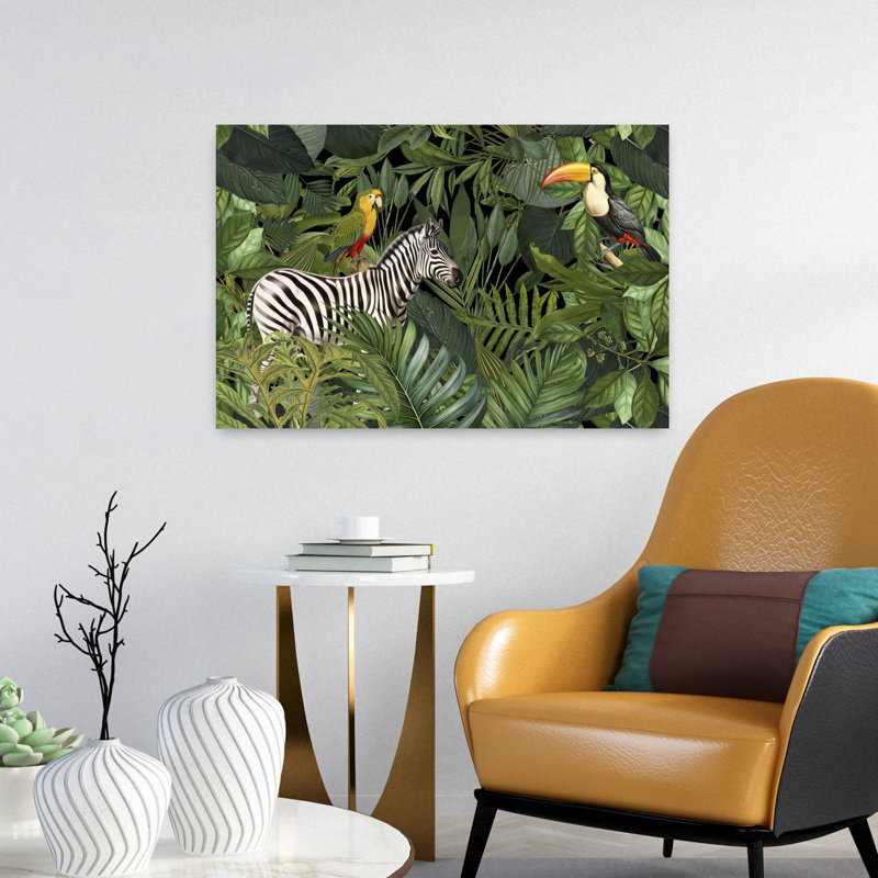 Contemporary Art Bird Zebra Nature Tropical Art by Andrea Haase - Wrapped Canvas Print, 40.64 cm H x 60.96 cm W