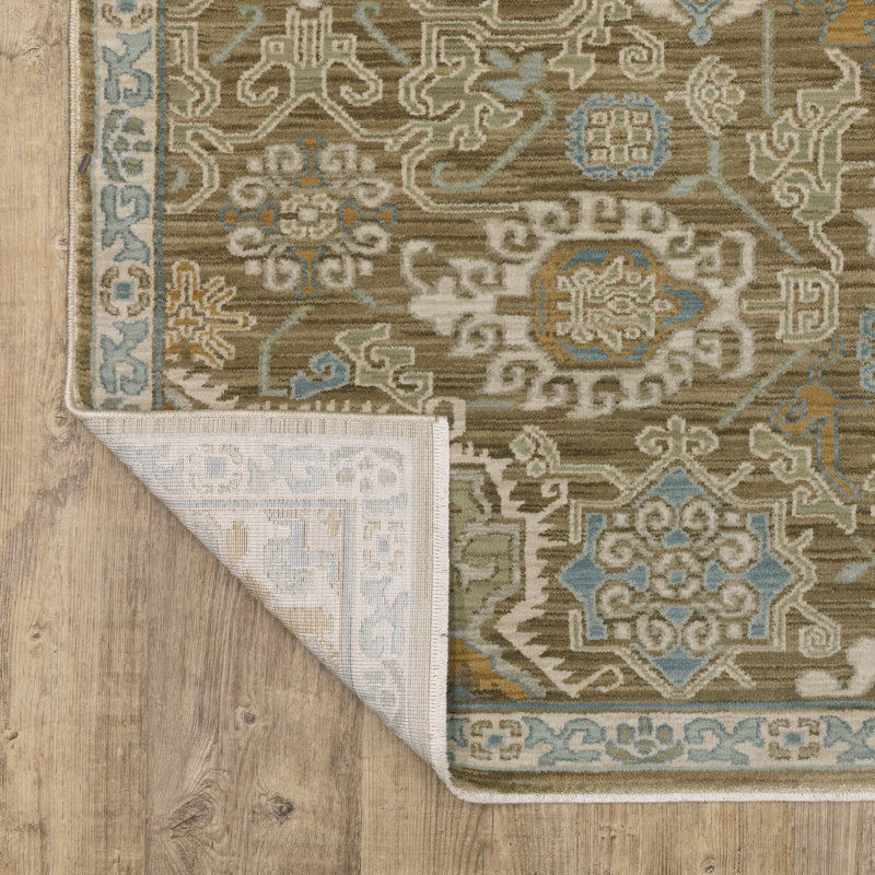 Tapis brun / bleu sarcelle Graicyn, Rectangle 5 pi 3 po x 7 pi 9 po