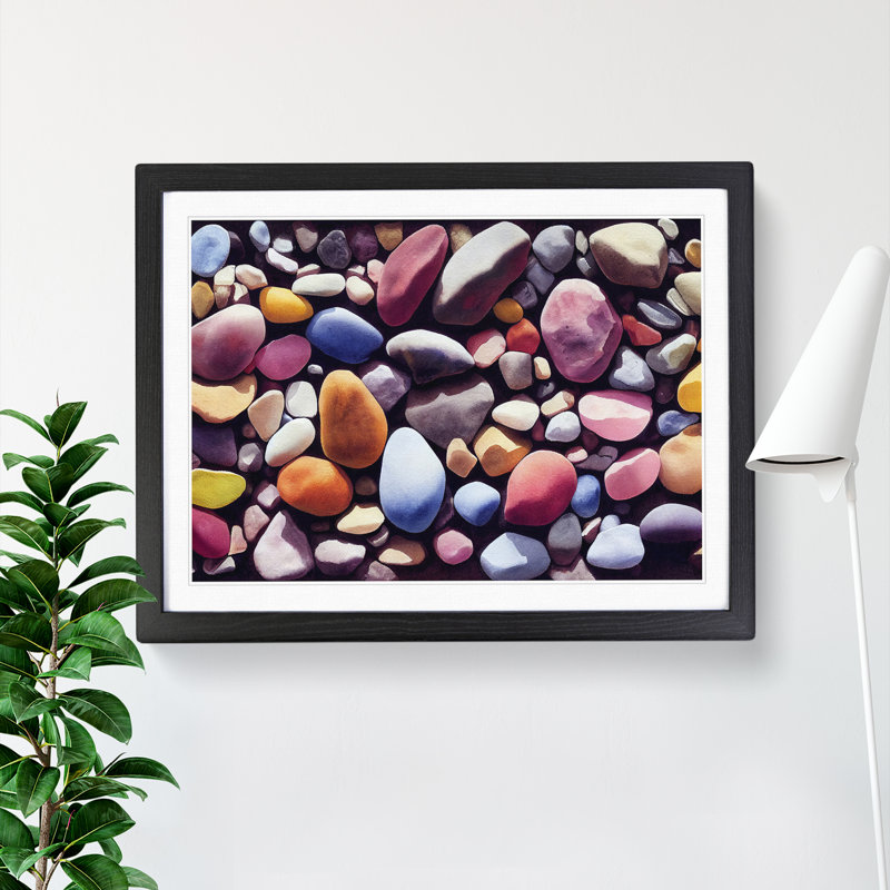 Colourful River Pebbles Vol.4 - Single Picture Frame Print, Black Framed, 46cm H x 64cm W x 2cm D