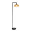 Lampe sur pied arquée noire avec abat-jour en rotin Sandy