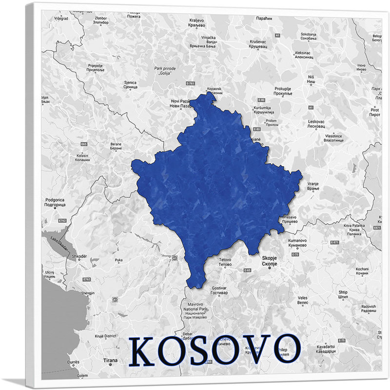 " Kosovo On World Map ", 12" H x 12" W x 0.75" D